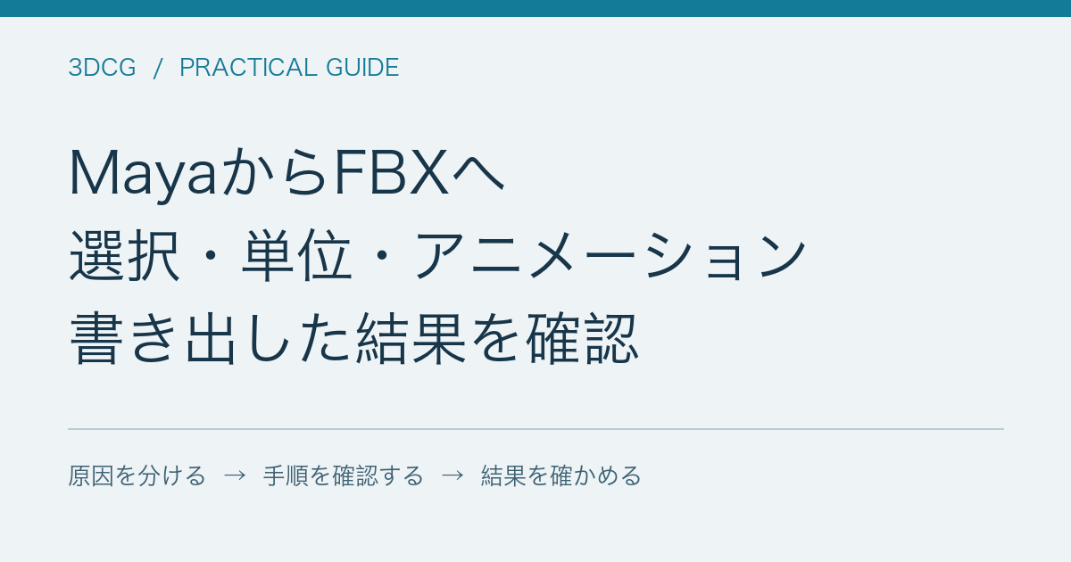 MayaからFBXへ / 選択・単位・アニメーション / 書き出した結果を確認