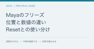 Mayaのフリーズ / 位置と数値の違い / Resetとの使い分け