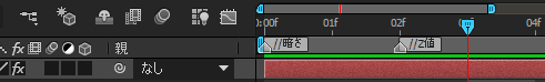 エクスプレッションを記述するためにコンポジションへマーカーを2つ追加した画面。