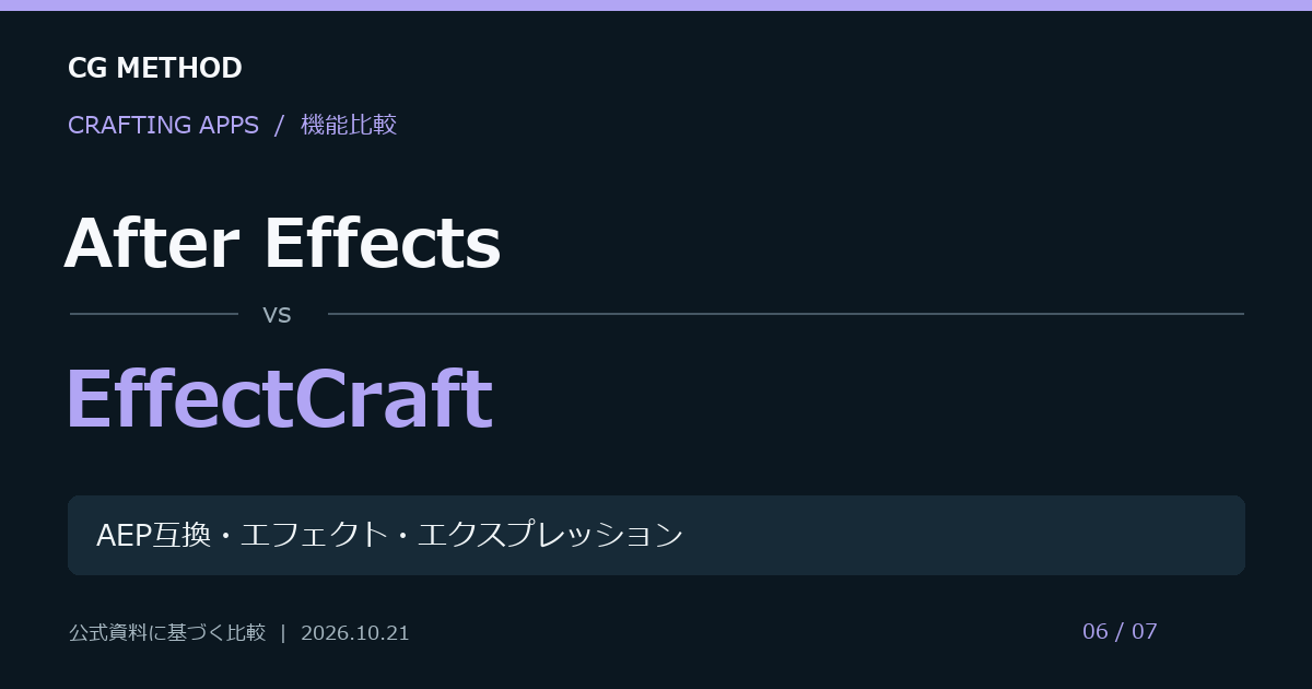 After EffectsとEffectCraftの機能比較。AEP互換・エフェクト・エクスプレッション