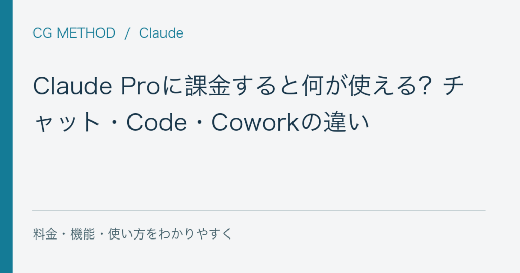 Claude Proに課金すると何が使える？チャット・Code・Coworkの違い