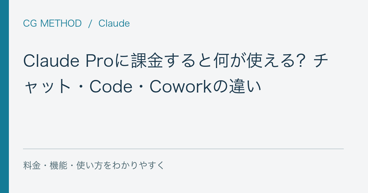 Claude Proに課金すると何が使える？チャット・Code・Coworkの違い