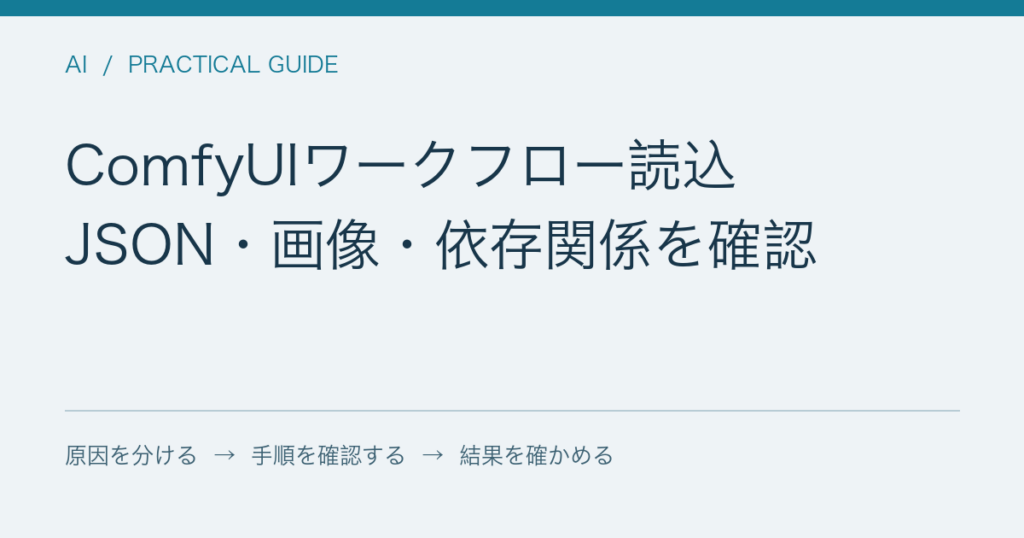 ComfyUIワークフロー読込 / JSON・画像・依存関係を確認