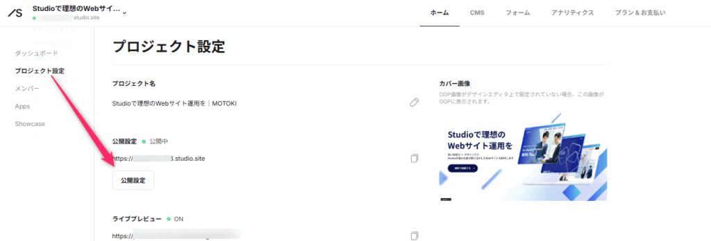 旧UIにおける独自ドメイン設定の選択箇所を示す画面。