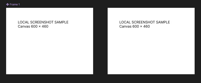 Figmaのキャンバスに同じテキストを描画した2つの撮影用サンプルが表示された画面