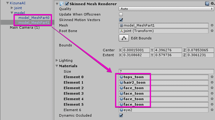 他のパーツのマテリアル