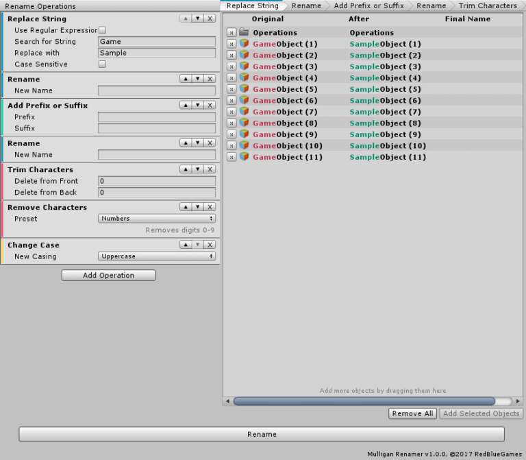 Mulligan Renamerの画面