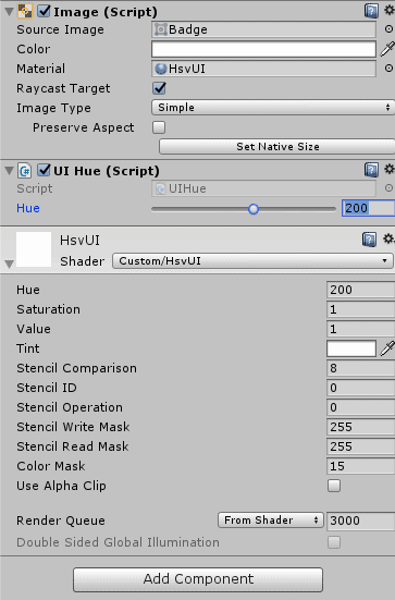 色相変更シェーダーの設定