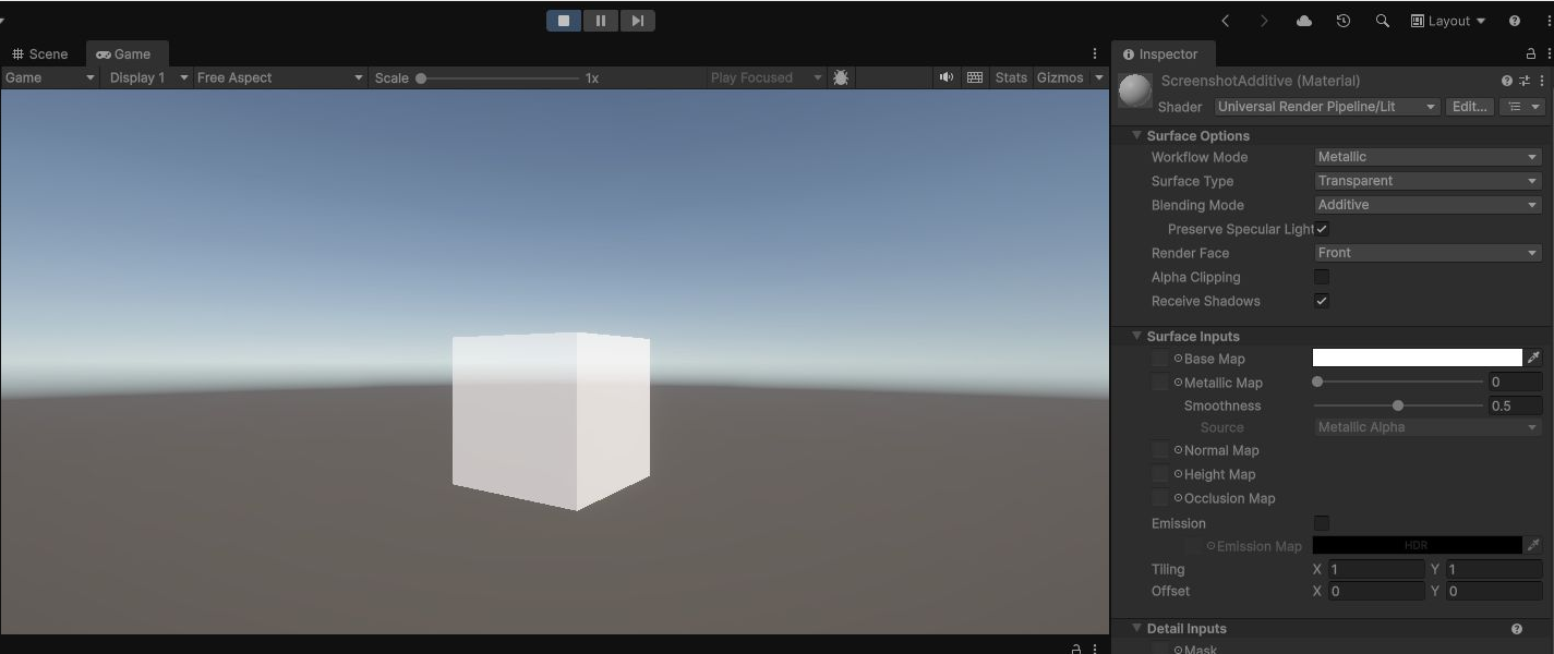 加算ブレンドのCubeを表示したUnity Gameビュー