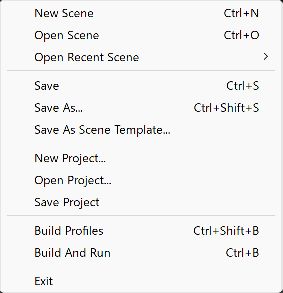 FileメニューのBuild ProfilesとBuild And Run