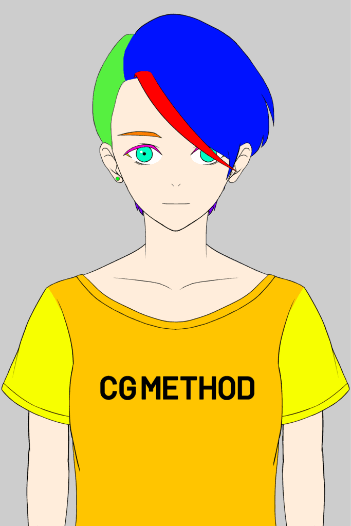 クリップスタジオで線画から塗り分けまで作業を進めたイラスト。