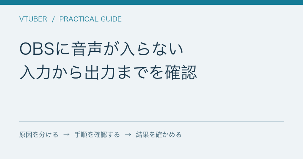 OBSに音声が入らない / 入力から出力までを確認