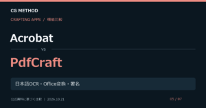 AcrobatとPdfCraftの機能比較。日本語OCR・Office変換・署名